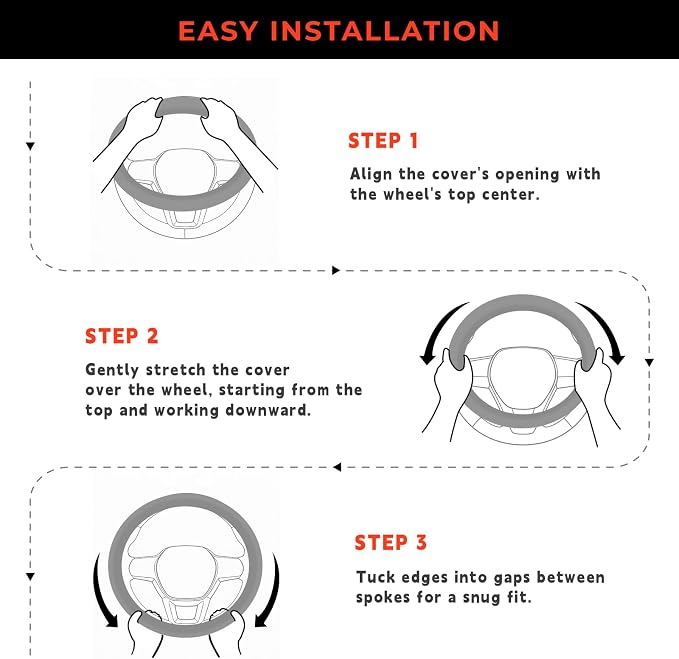 Steering Wheel Cover for Honda CRV Accord Civic HRV Pilot Odyssey, Standard Size 14.5-15" (Gray)