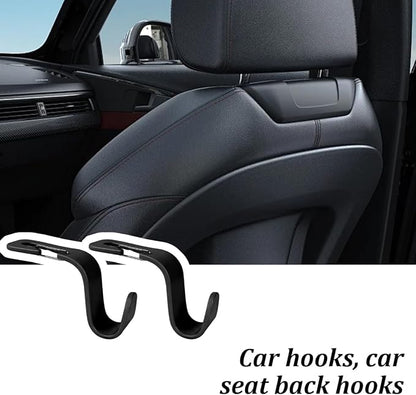 4PCS Car Seat Headrest Hook, Multi-Purpose Seat Back Hanger Purse Bag Handbag Organizer, Auto Interior Backseat Storage Hook Holder for Coat Hat Grocery Umbrella, Universal Fit (Black)
