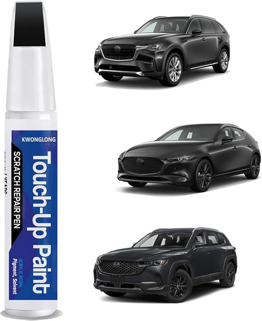 41W Jet Black Mica Touchup Paint Compatible with Mazda, 2-in-1 Scratch Repair Pen Exact Color Match, Car Scratch Repair Pen