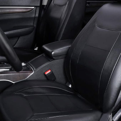 Flying Banner car seat Covers Protects Water Proof Faux Leather Carbon Fiber Fronts Solid Black (Solid Black, Front Pair)