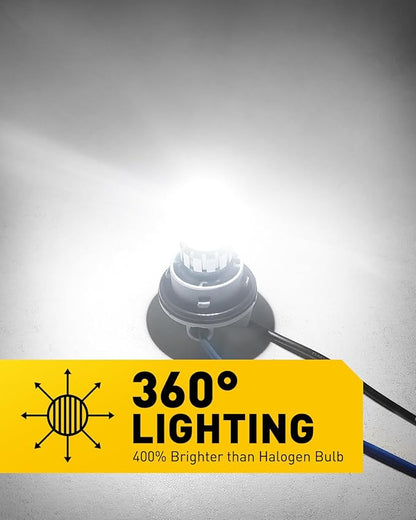 AUXITO 1156 LED Bulb White, 400% Brighter 1:1 Size, 7506 BA15S 1141 P21W 1003 LED Lights for Reverse Backup Light, DRL, Tail Brake Signal Lights, Parking Light, Side Marker Light, Pack of 2