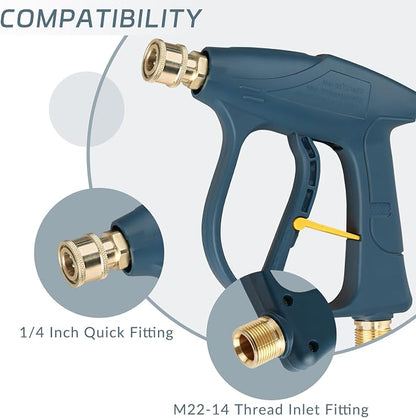 Sooprinse High Pressure Washer Gun 3000 PSI Max, Power Washer Short Gun, High Pressure Spray Gun with 1/4 Inch Quick Connector, M22-14