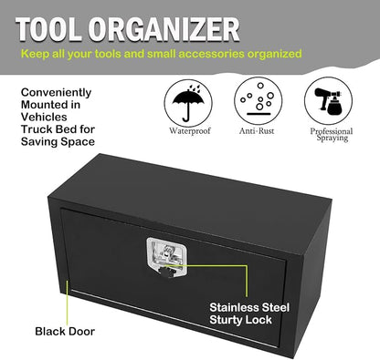 30 Inch Steel Underbody Truck Tool Box with T-Handle Lock Latch, Truck ToolBox Truck Storage Organizer Tool Box Chest For Organization And Storage, Job Tool Chest, 30"x 12"x 14" inch