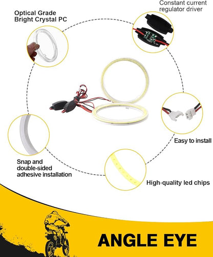 Qasim 1 Pair 90MM 66SMD COB LED for Angel Eyes Halo Ring DRL LED Fog Light Lamp with Cover White 12V 24V DC