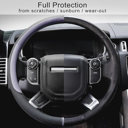 COFIT 15 Inch Steering Wheel Cover, Microfiber Leather, Purple | Non-slip Breathable Auto Universal Steeringwheel Protector Wrap Suit for 14.5-15 inch, Automotive Interior Accessories
