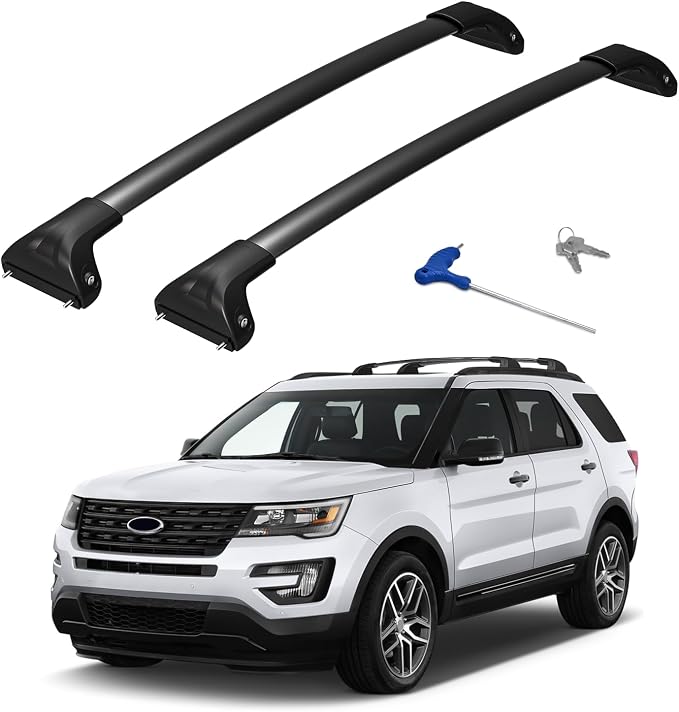 Roof Rack Cross Bars 300lbs Compatible with Ford Explorer 2016 2017 2018 2019 Limited/XLT/Sport/Platinum Heavy Duty Aluminum Lockable Roof Rails Crossbars Rooftop Cargo Carrier Luggage