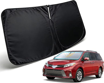 Windshield Sun Shade for 2011-2020 Toyota Sienna Accessories, Car Front Window Sun Visor & Heat Shield | 420D Sunshade Protection Blocks UV Rays Keep Your Car Cooler