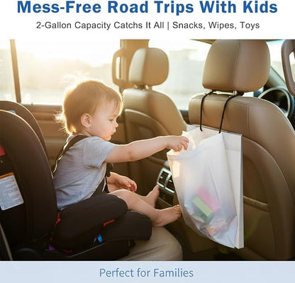 100 PCS Disposable Car Trash Bags Hanging, Leak-proof, Odor Seal, Hanging Garbage Bags, Hanging from Headrest/Easy Stick-On Trash Can for Car, SUV, Truck, Stroller Camping(White)