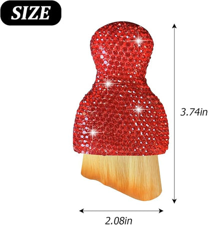 Bling Car Interior Dust Brush, Crystal Rhinestone Soft Auto Detailing Cleaning Brush, Sparkling Diamond Vehicle Dashboard Air Vent Cleaner for Women Girls, Universal for Vehicles (Red)