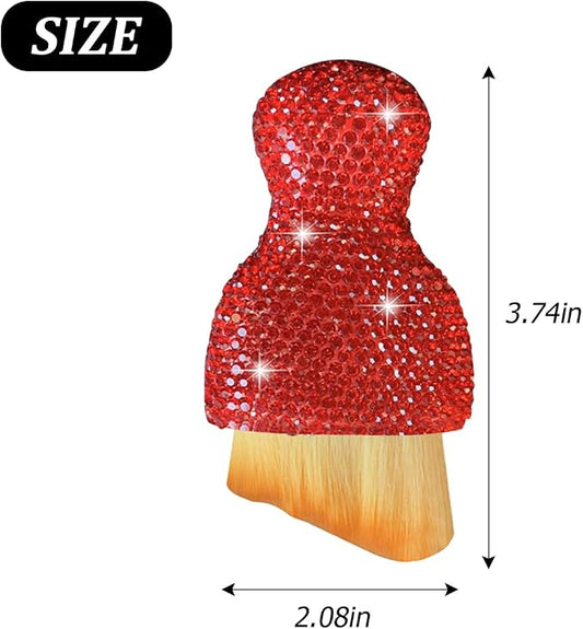 Bling Car Interior Dust Brush, Crystal Rhinestone Soft Auto Detailing Cleaning Brush, Sparkling Diamond Vehicle Dashboard Air Vent Cleaner for Women Girls, Universal for Vehicles (Red)