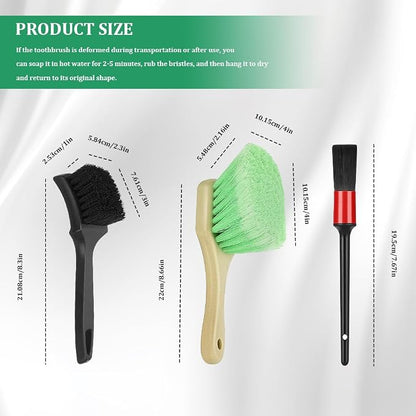 3PCS Wheel Rim & Tire Brush Set, Car Cleaning Supplies, Wheel Brushes for Cleaning Wheels, Universal Bendable & Durable C ar W heel Brush Set Car Accessories for Auto, RV, Truck, Motorcycle