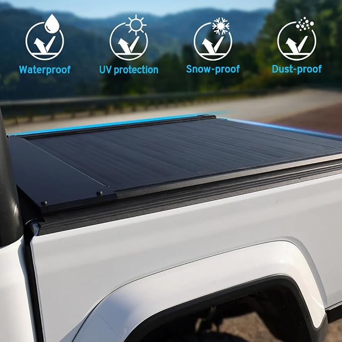 Syneticusa Power Retract Retractable Hard Ford F-150 Tonneau Cover for (2004–2026) 5.5' ft | 2025 f150 Bed Cover Keyless Auto-Retract Design | Low-Profile, Clamp-On Install, Corrosion-Free Matte Black