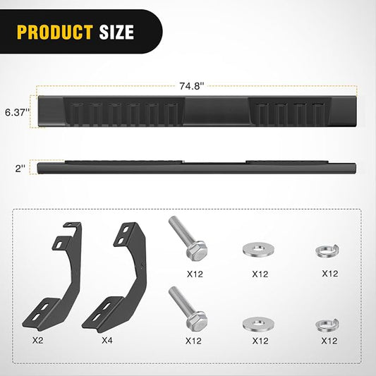 Nilight Running Boards for 2007-2021 Toyota Tundra Double Cab 2 Full-Size Door & 2 Half-Size Door 6 Inch Side Step Nerf Bars Stainless Steel Black