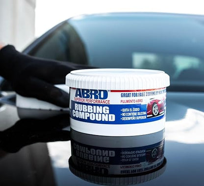ABRO Rubbing Compound 10 oz, 2 Pack — Fast-Cut Car Scratch Remover & Buffing Compound for Oxidation, Scuffs, Swirl Marks, Dull Paint & Auto Detailing
