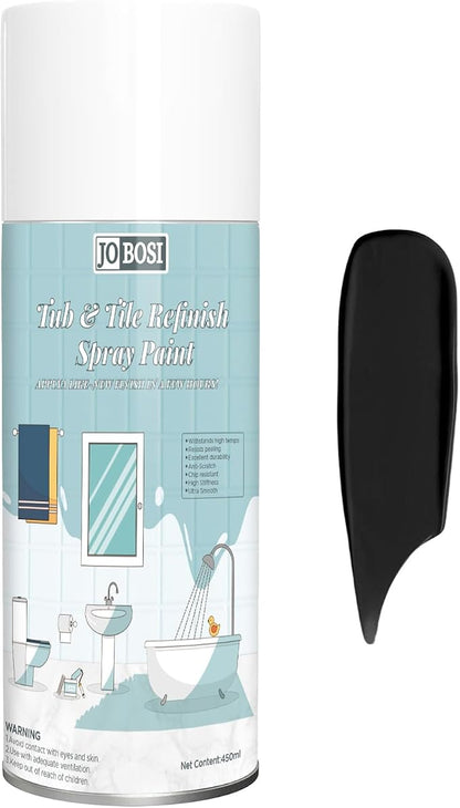 16Oz black bathtub and tiles for kitchen countertops, washbasins, bathtubs, flower POTS, bathroom walls, bathrooms, and glass Windows. Durable DIY paint, suitable for multiple surfaces such as ceramics, glass, metal, wood, etc. - Quick drying