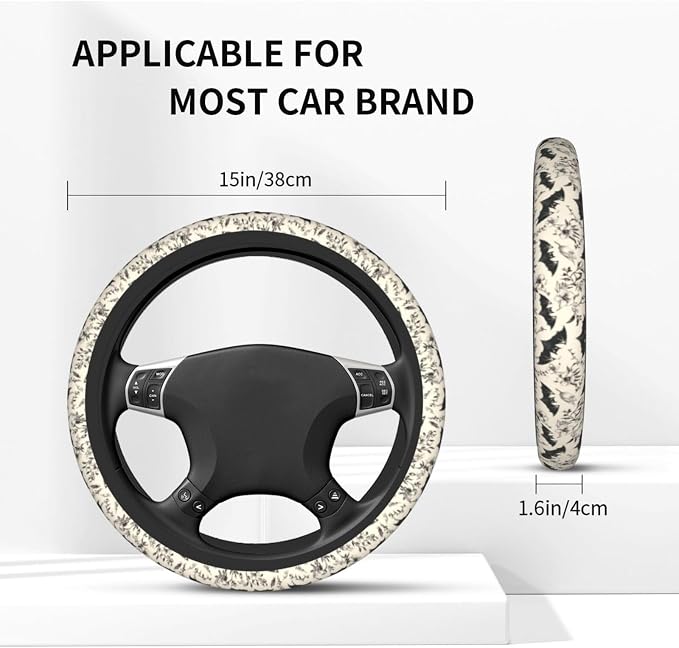 Halloween Steering Wheel Covers Non Slip Neoprene Universal 15 Inch Steering Wheel Protector Car Cover for Men Women