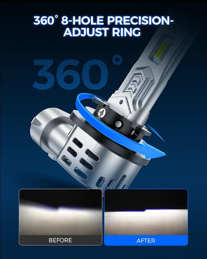 Marsauto H11/H9/H8 Light Bulbs, 60000LM 1200% Brightness, Real 1:1 Design, H9/H8 Fog Lights 6500K White, Plug N Play, 80000+ HRS Lifespan, IP68, Pack of 2