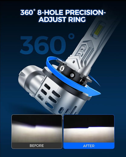 Marsauto 9005 H11 Light Bulbs, 120,000LM 1200% Ultra Brightness, 1:1 Halogen Size, 6500K Cool White, 10-Year Long Service Life Fog Light with Cooling Fan, IP68 & Error-Free Installation, Pack of 2