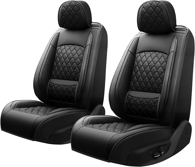 Car Seat Covers Compatible with Hyundai Accent 2017-2025 2026 - Waterproof & Breathable Luxury Leather All-Weather Seat Cushions Protectors, Airbag Compatible, Only 2 front seat covers (Black)
