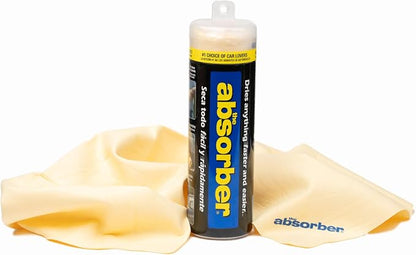 the absorber® Large 27-Inch x 17-Inch, Natural (Tan) - Synthetic Premium Drying Chamois Cloth for Car - Super Absorbent, Scratch-Free and Washable