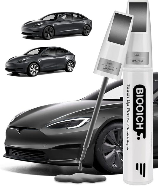 Touch Up Paint Pen Exact Color Match Car Chip and Scratch Repair (for Tesla, Midnight Silver Metallic(PMNG))