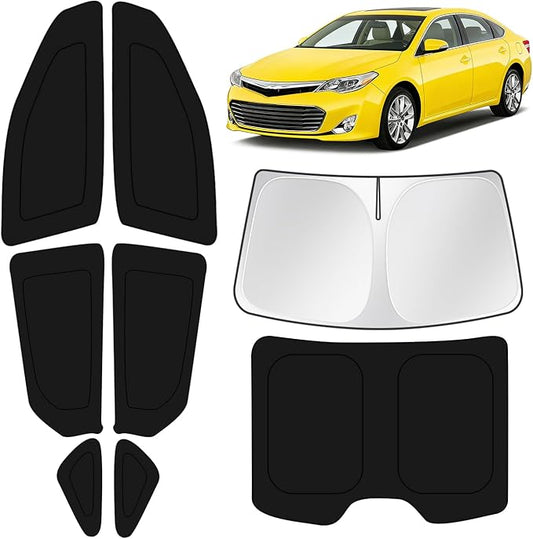 KUST Car Window Shades for Toyota Avalon 2013-2018 Windshield Sun Shade Side Window Cover UV Block Privacy Protection Accessories for Camping Blackout Rear Back Full Set 8PCS