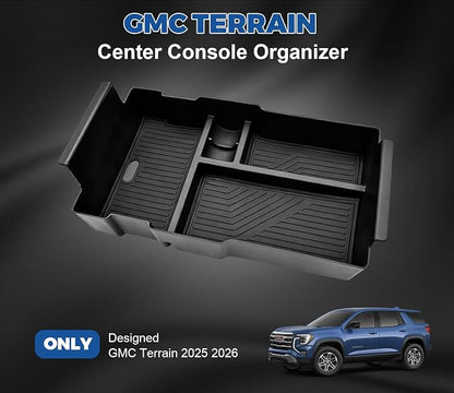 GZSH Center Console Organizer Compatible with 2025 2026 GMC Terrain (Elevation/AT4/Denali) |Easy to Install| |Add Extra Space| Armrest Storage Box Middle Console Tray GMC Terrain Interior Accessories