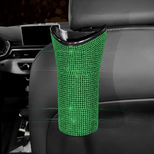 Riloer Bling Car Trash Can Rhinestones Car Trash Can for WomenGlittering Vehicles Trash Can Designed for Small Folding Umbrella Car Trash Bin Pink