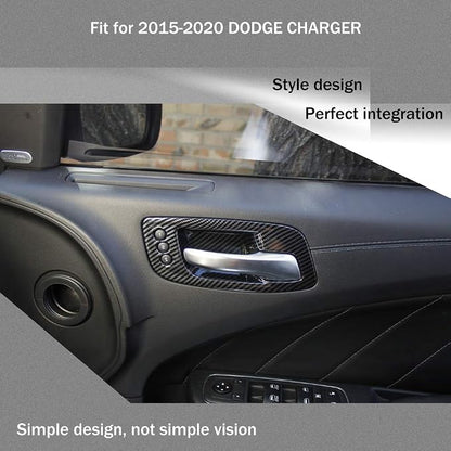 crosselec Carbon Fiber Inner Door Handle Bowl Cover Trim for Dodge Charger 2011-2021/ Chrysler 300 2015-2021