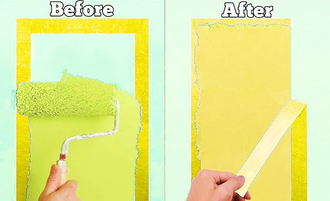 5 Rolls Pinstripe Tape - Masking Tape 1/16", 1/8", 1/4", 1/2", 3/4" - Thin Painters Masking Automotive Tape for DIY, Car, Auto, Paint, Art, Tumblers (Yellow)