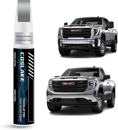 Car Touch Up Paint(Sterling Metallic(GXD/WA130H)) for GMC, Car Paint Scratch Repair Kit, Quick & Easy Solution to Repair, 2 in 1 Scratch Remover Pen with Color-Matched