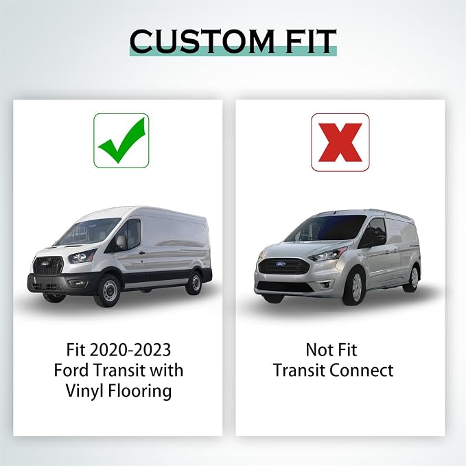 KARPAL Floor Mats for 2020-2026 Ford Transit/E-Transit with Vinyl Flooring (No Transit Connect), Custom Fit TPE All Weather Ford Transit Accessories Front Floor Liner