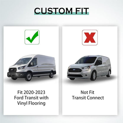 KARPAL Floor Mats for 2020-2026 Ford Transit/E-Transit with Vinyl Flooring (No Transit Connect), Custom Fit TPE All Weather Ford Transit Accessories Front Floor Liner