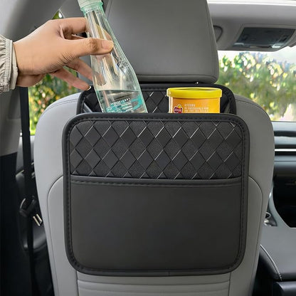 Mandark Car Seat Back Organizer, PU Leather Vehicle Backseat Hanging Storage Pocket, Multipurpose Auto Travel Essentials Accessories for Kids & Adults, Universal for Most Cars (Style 3-Black)