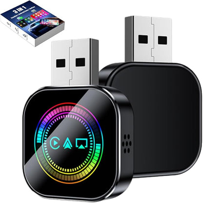Wireless Carplay Mirror Link Adapter, 2026 Upgrade 3 in 1 auto Adapter with 2.4/5ghz WiFi & Bluetooth 5.0, Instant Wired to Wireless Conversion Plug & Play for Carplay,AirPlay (C, for Android)