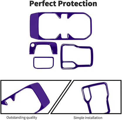 Voodonal for JL 4WD Shift Knob Gear Shift Bezel Front Cup Holder Center Armrest Switch Lock Hole Cover Trim Kits Fit for 2018-2024+Jeep Wrangler JL JLU Gladiator JT Interior Accessories 4pcs Purple