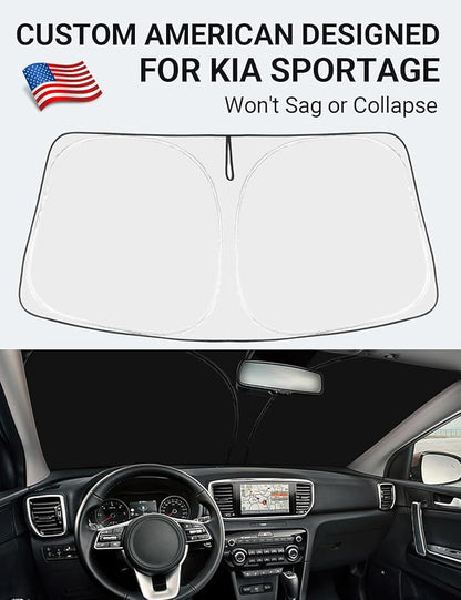 Proadsy 2026 Upgrade Front Windshield Sun Shade Foldable Sunshade Protector Custom Fit 2017-2022 Kia Kia Sportage GT-Line GT Sedan Accessories