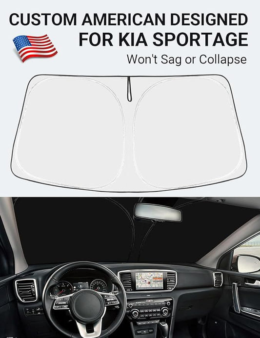Proadsy 2026 Upgrade Front Windshield Sun Shade Foldable Sunshade Protector Custom Fit 2017-2022 Kia Kia Sportage GT-Line GT Sedan Accessories