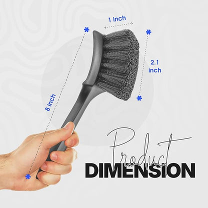 Crystal Clean Tire Brush for Wheels, Rims & Mats - Nylon Bristle Car Wheel Brush for Detailing Carpet & Tires - Durable, Non-Slip Handle Tire Scrub Brush for Bikes, Trucks & Everything in Between