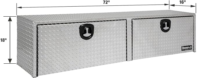 Buyers Product 1701563 Silver Aluminum Diamond Tread Topsider Truck Tool Box, 72x18x16 Inch, Made in USA, Professional Grade, Heavy Duty, Corrosion-Resistant, Dual Drop Doors, Compression Latch