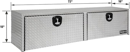 Buyers Product 1701563 Silver Aluminum Diamond Tread Topsider Truck Tool Box, 72x18x16 Inch, Made in USA, Professional Grade, Heavy Duty, Corrosion-Resistant, Dual Drop Doors, Compression Latch