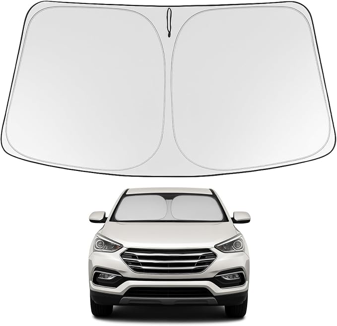 Proadsy 2026 Upgrade Windshield Sun Shade Custom Fit 2013-2018 Santa Foldable Front Sunshade Protector Sun Visor Blocks UV Rays Keep Car Cooler
