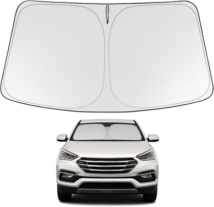 Proadsy 2026 Upgrade Windshield Sun Shade Custom Fit 2013-2018 Santa Foldable Front Sunshade Protector Sun Visor Blocks UV Rays Keep Car Cooler