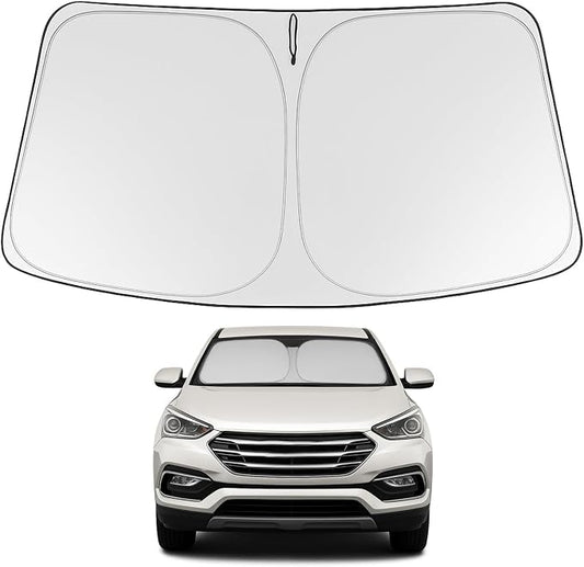 Proadsy 2026 Upgrade Windshield Sun Shade Custom Fit 2013-2018 Santa Foldable Front Sunshade Protector Sun Visor Blocks UV Rays Keep Car Cooler