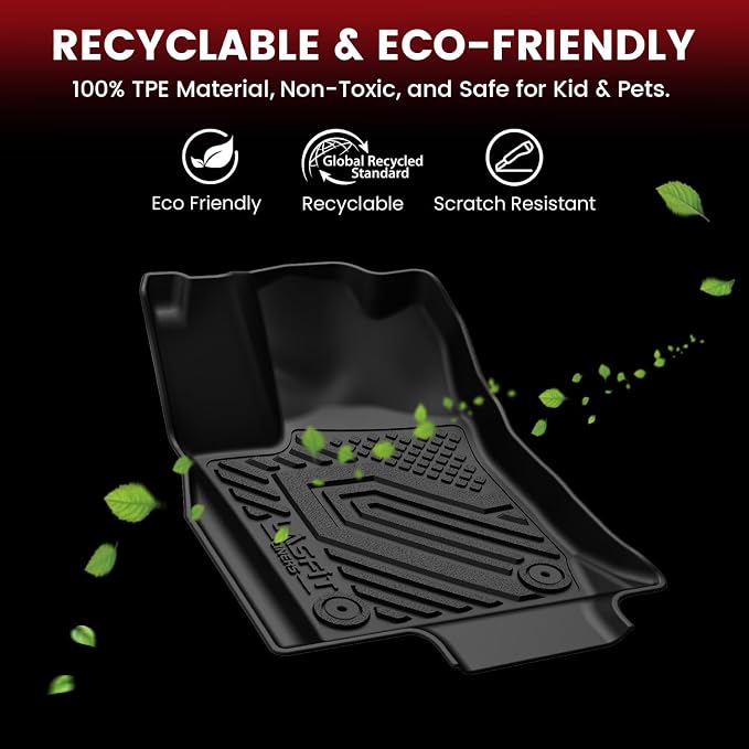 LASFIT Floor Mats&Trunk Mat&Backrest Mats for Dodge Durango 2013-2026, Fit 2nd Row Bench Seat(7seats), Not for 2nd Row Bucket Seat(6seats/5 Seats), All Weather TPE Custom Fit Cargo Liner, Black