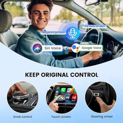 CarlinKit Mini Ultra Wireless CarPlay & Android Auto Adapter - for iPhone/Android 11+, USB-A/C, Plug & Play with Convert Wired to Wireless, 5.8G WiFi Fast & Stable Car with 2016+