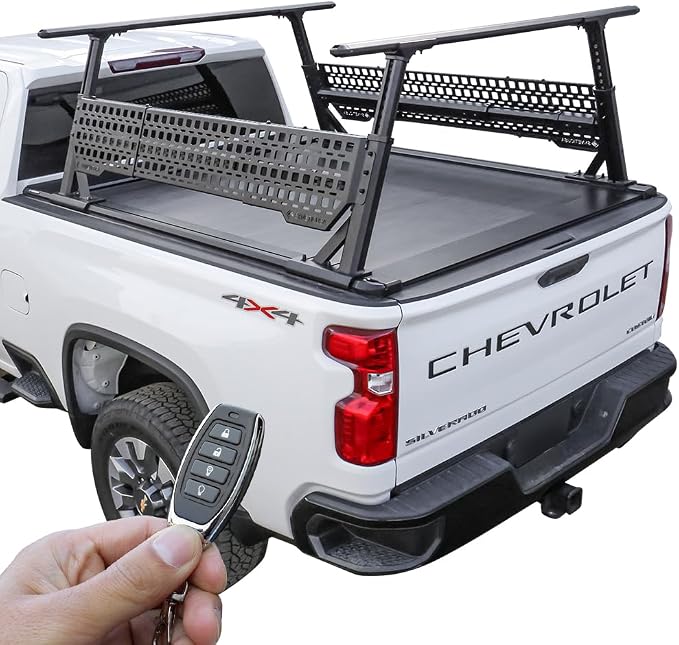 Syneticusa ER Power Retract Hard Tonneau Cover+R1 Rack+Molle Panels Fits 2004-2026 Ford F-150 6’7” (78.9”) Truck Bed Retractable