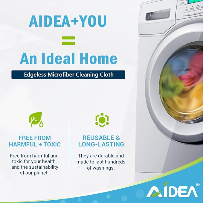 AIDEA Microfiber Cleaning Cloth, 800PK, Soft Absorbent Rags, Microfiber Towels for Cars, Kitchen Towels, Dusting Cloth for Home, Window, Cleaning Supplies, 12"×12"