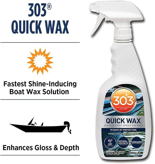 303 Marine Quick Wax for Fiberglass & Gelcoat, 32 oz | Enhances shine and gloss on fiberglass and gelcoat surfaces with an easy spray-on formula.