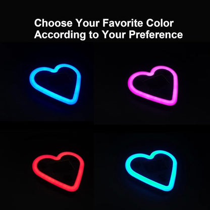 Rechargeable Solar-Powered Wireless Heart LED Light for Car Interior Decorations, with 6 Lighting Modes and Vibration Sensor, Romantic Ambient Gift for Couples/Women/Men, Blue, 1 Pcs